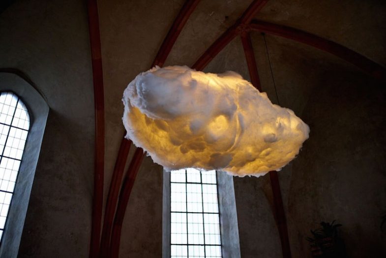 Light fixture / installation that looks like a lit-up cloud
