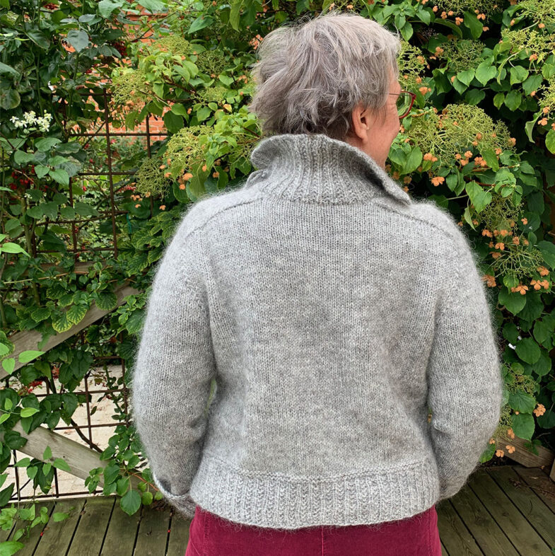 Hjelholt sweater modelled, back view