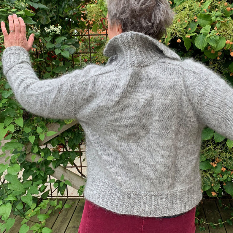 Cykeltur sweater modelled, back view